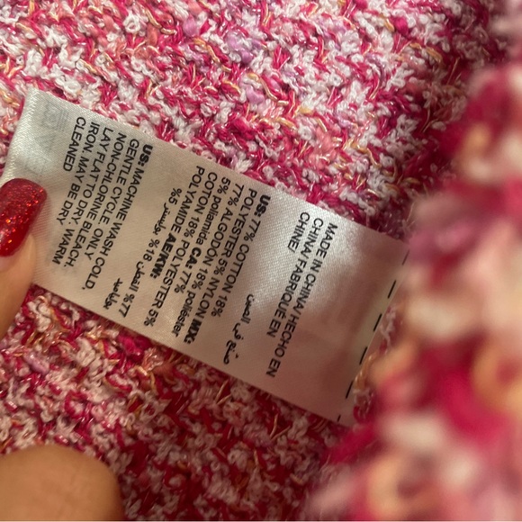 Chico's Pink Tweed Blazer With Fringe - Picture 12 of 12